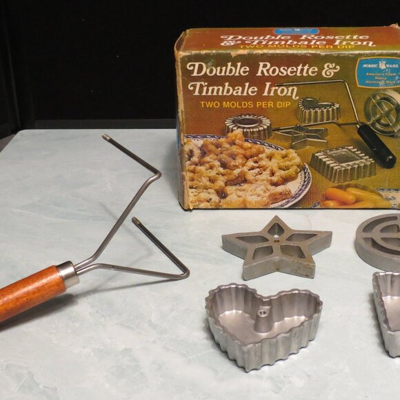 Vintage Nordic Ware Double Rosette and Timbale Iron 4 Molds in Original Box - Picture 3 of 4